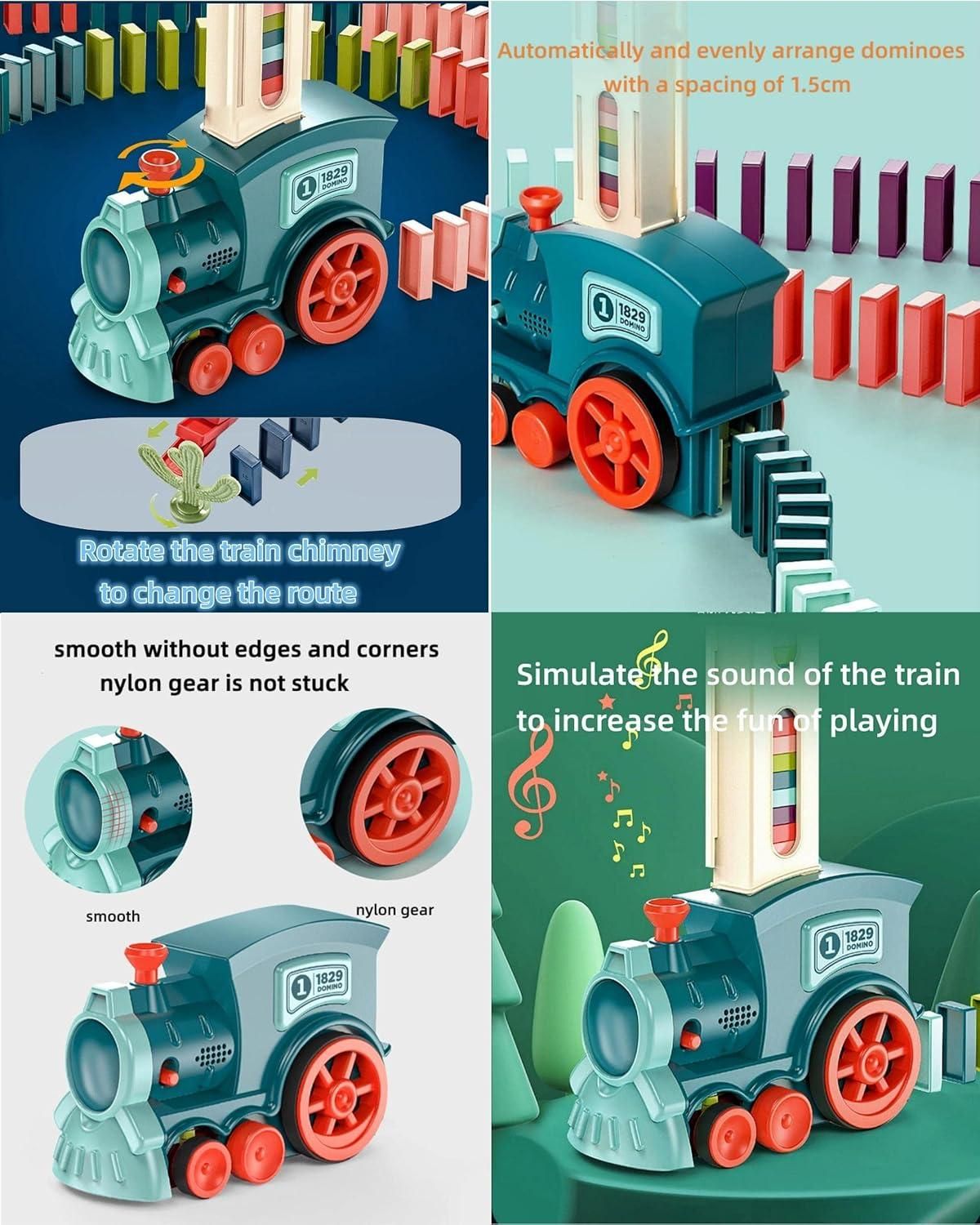 Train Toy Domino Set for Kids – Automatic Domino Laying Train with Sound Effects &amp; 40 Colorful Blocks (BPA-Free Plastic)