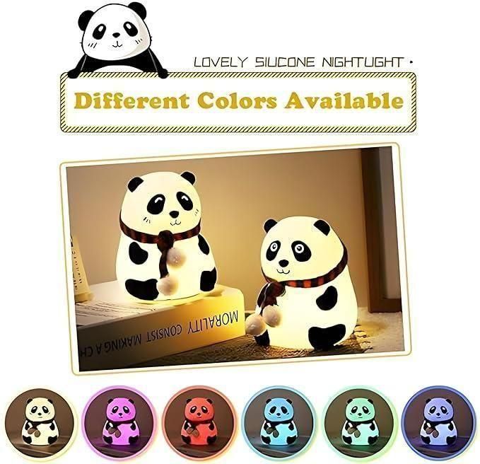 Cute Panda Light Lamp | Soft Silicone Night Light with 7 Color Touch Sensor