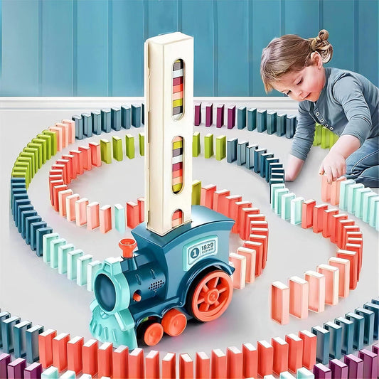 Train Toy Domino Set for Kids – Automatic Domino Laying Train with Sound Effects &amp; 40 Colorful Blocks (BPA-Free Plastic)