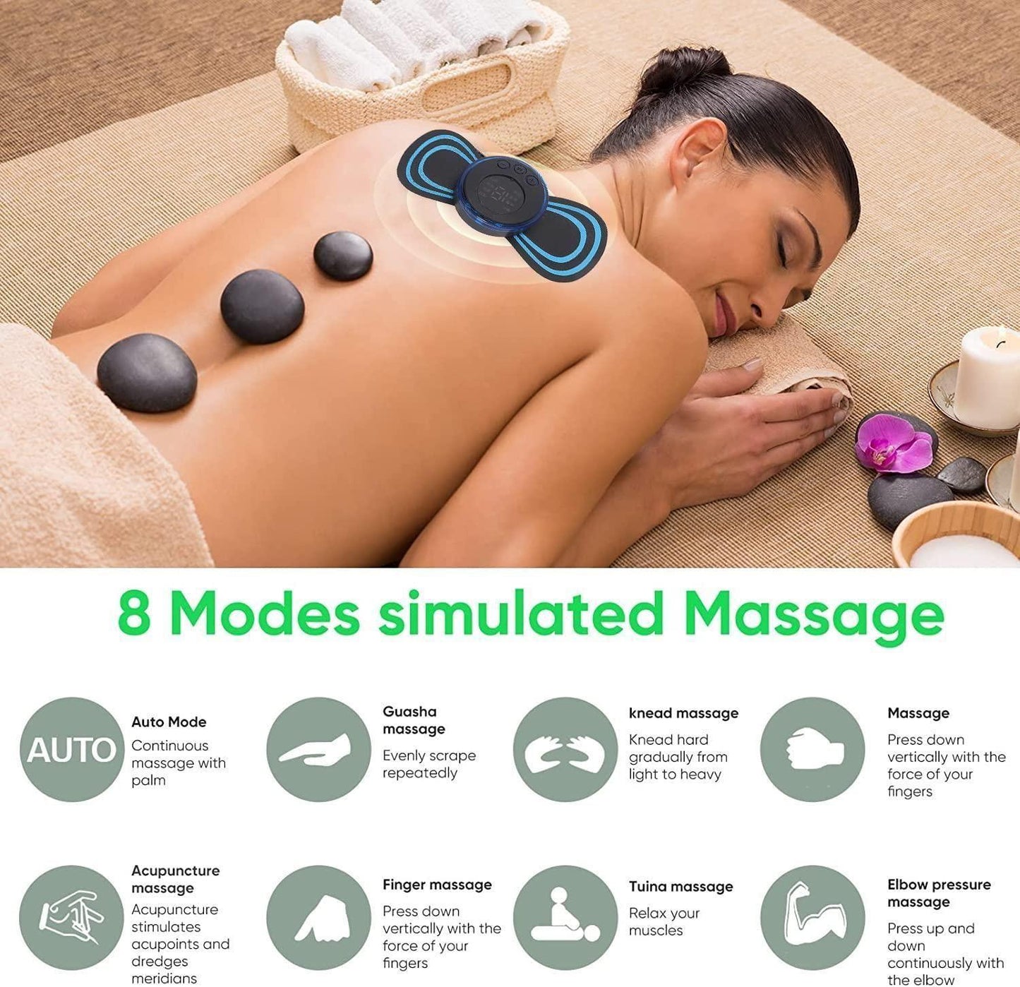 Mini Electric Massager with 8 Modes & 19 Strength Levels | Rechargeable Portable Body Relaxation