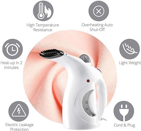 Fast Heat-Up Portable Handheld Garment &amp; Facial Steamer | Dual-Use Vapor Iron Brush for Home &amp; Travel