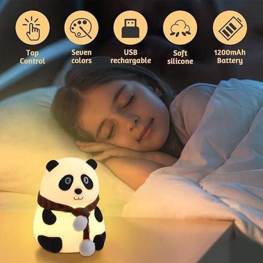 Cute Panda Light Lamp | Soft Silicone Night Light with 7 Color Touch Sensor
